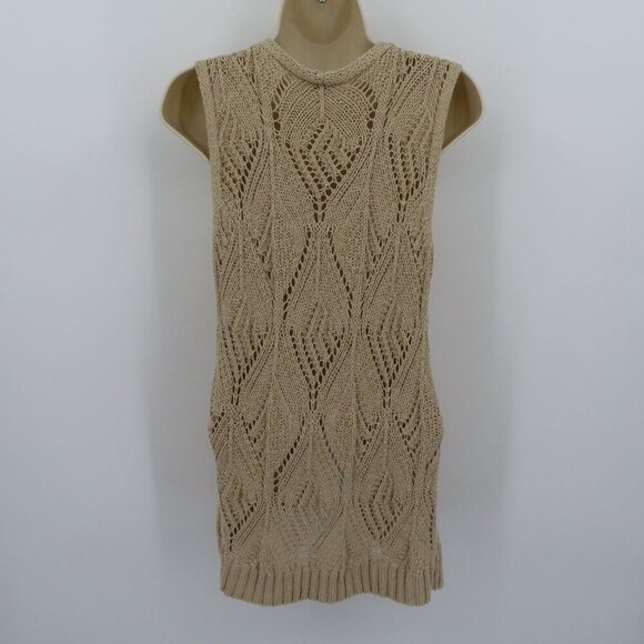 Coldwater Creek Women Medium 10-12 Beige Knit Open Front Sleeveless Sweater Top - Picture 5 of 11